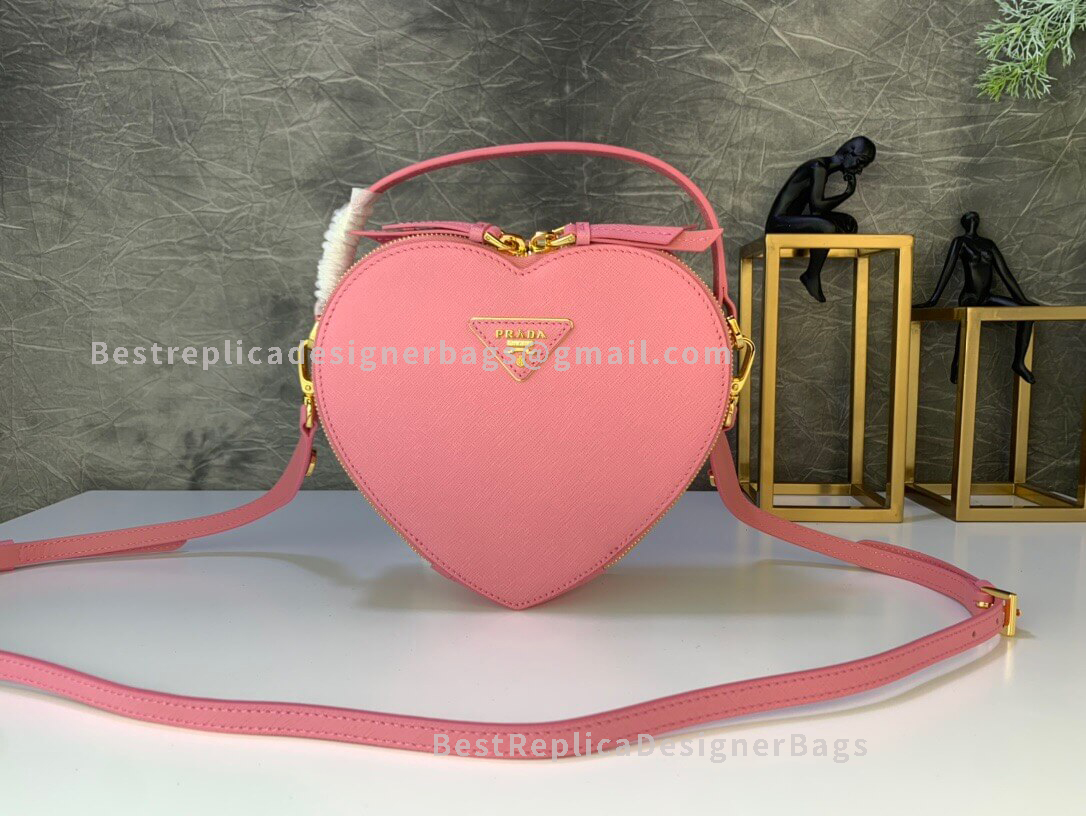 Prada Pink Saffiano Leather Shoulder Bag GHW 1BH144